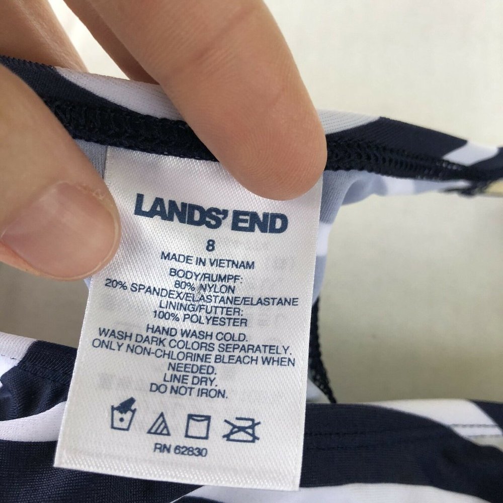 New Lands' End Girl’s Racerback Tankini Top Navy 8 - Picture 3 of 5